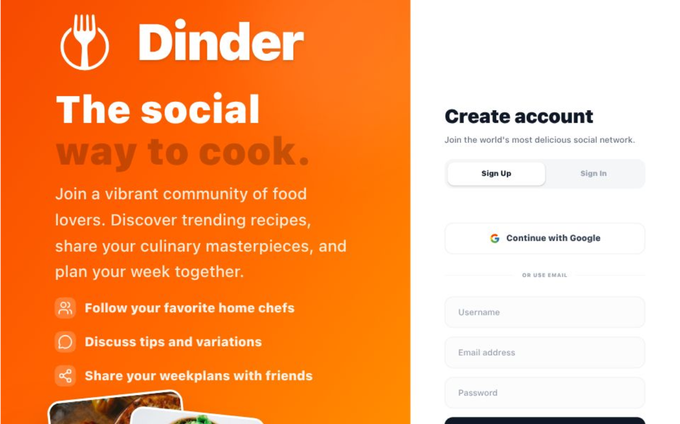 Dinder project screenshot